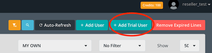 clicking on trial user button