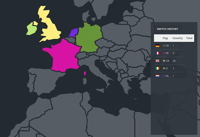 connection map helps you understand from which part of the world your clients are connecting to the IPTV panel