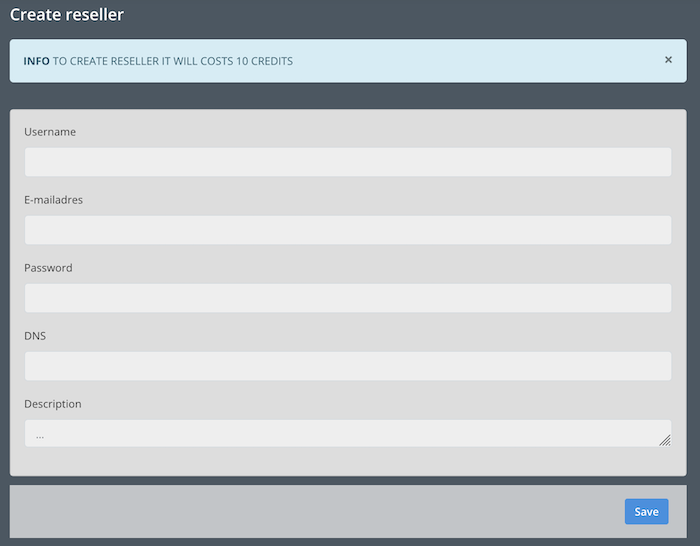 creating a sub-reseller on the iptv panel