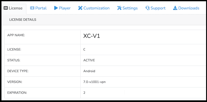 editing app details license section