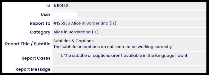details of the client issue with the service