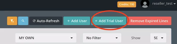 clicking on trial user button