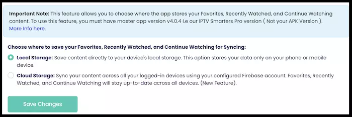 storage preferences