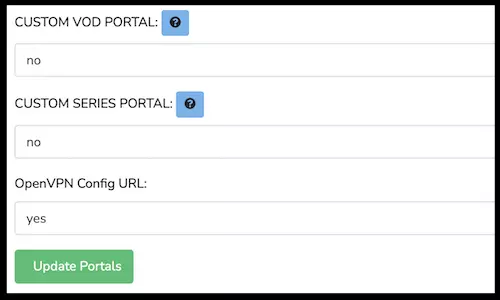 enabling openvpn and custom VOD portals